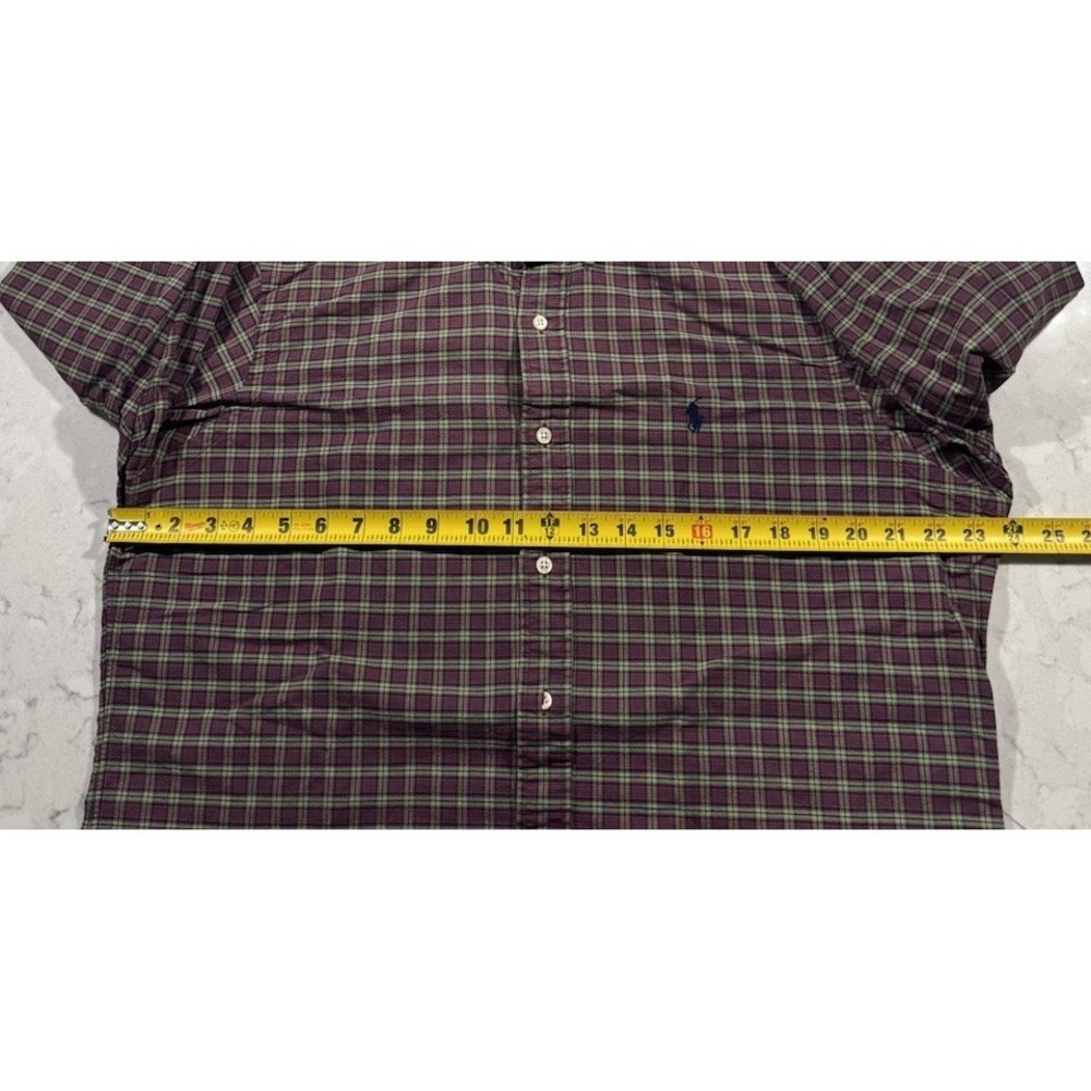 Ralph Lauren Shirt Mens Large Burgundy Olive Plaid Cotton Button Down Preppy - Picture 6 of 8